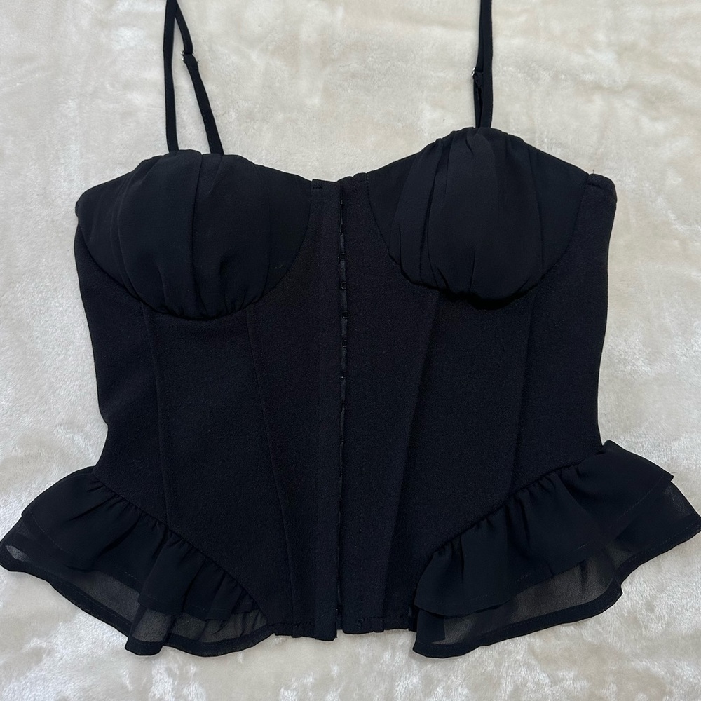 Black Corset Ruffle Top
